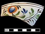 Pearlware painted underglaze common shape bowl. 9.5” rim diameter.